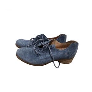 Born Women’s Mott Lace Up Oxford Blue Suede Leather Casual sz  10 Y2K Academia